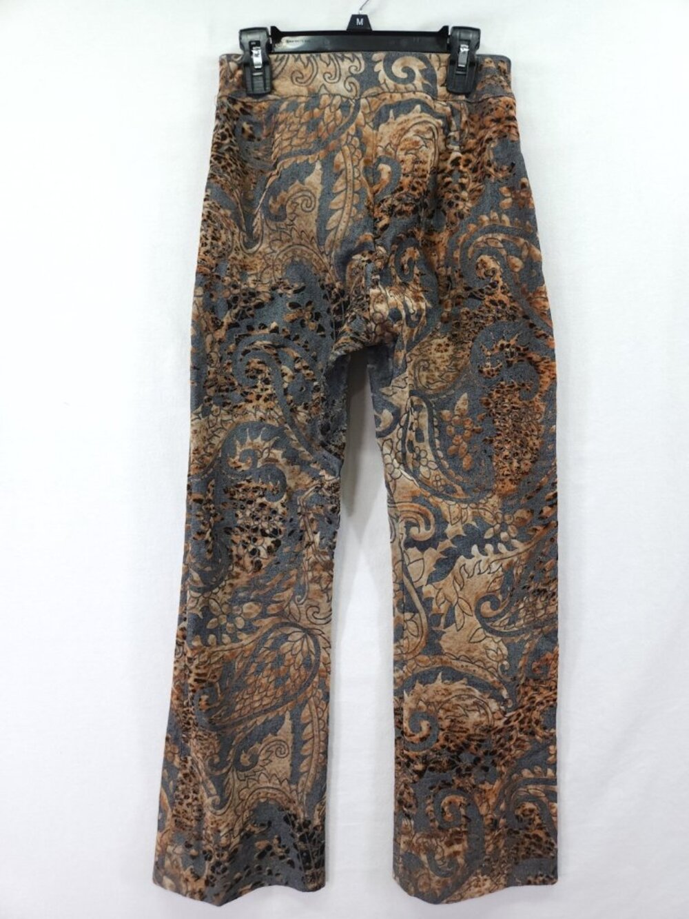 Womyn Womens Size 6 Altered 24x26 Paisley Velvet Jacquard Straight Leg Pants - Picture 2 of 15